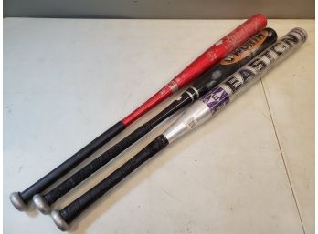 Lot Of 3 Baseball & Softball Aluminum Bats, 33' Easton, 31' Worth Power Flex, 34' Rawlings