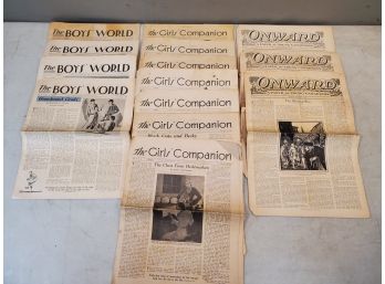 14 Antique 1936 Issues 'The Boy's World', 'The Girl's Companion', 'Onward, A Paper For Young Canadians'