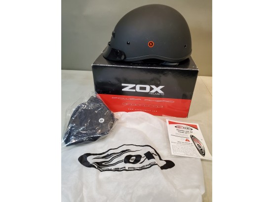 New Zox Shortie Alto Custom Motorcycle Helmet, Matte Black, Adult Size Small, 1017893, New In Box