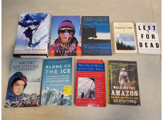 Lot Of Exploration Novels Books, Everest Antarctica Iditarod Arctic Amazon Cape Horn Sailing