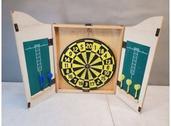 The King Of Arms 14' Dart Board, Darts & Cabinet, Wall Mount, 19.75'H X 16'W X 1.75'D
