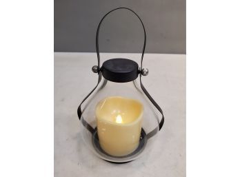 Battery Powered Hanging Or Table Top Candle Lantern, 5.5'd X 8.5'h Including Handle