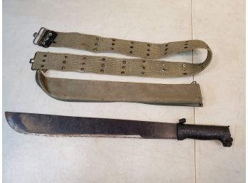 Machete Long Broad Blade Knife With Sheath & Belt