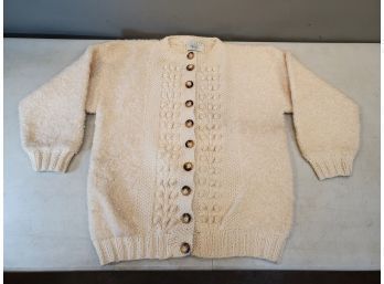 Blarney Woolen Mills Ireland Sweater, Ivory Color, Curly Weave, Size XXL