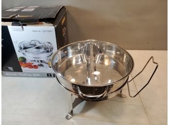 Gourmet Standard CD11037 Round Divided Chafing Dish Set In Box, 6 Quart, Professional Grade Stainless Steel