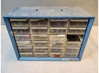 23 Drawer Parts Cabinet With Contents, 13' X 6.5' X 9.5'h, Wall Mountable