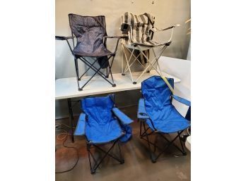 Lot Of 4 Portable Folding Arm Chairs With Carry Cases, 3 Adult 1 Child
