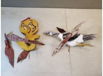 2 Vintage Whirligigs, Tweety Bird (14.75'H) & Canada Goose (18'L)