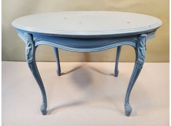 Antique Oval Occasional Table, Chipping Blue Paint, 28' X 20' X 19.25'h