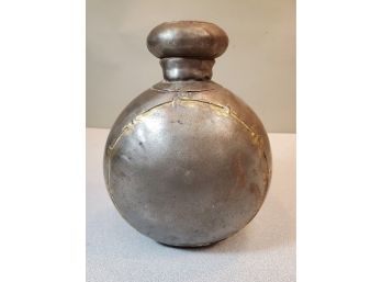 Steampunk Riveted & Brazed Flask Vase, 7' X 5' X 9'H