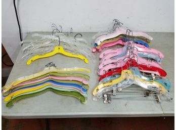 Lot Of Colorful Vintage Plastic & Metal Clothes Hangers