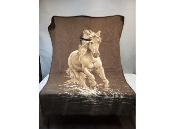 Horse Stallion Blanket, Brown Tones, Positive & Negative Sides, 53' X 77', Likely Spanish, Needs A Repair