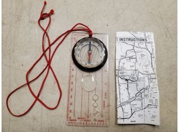 Magnifying Map Reading Compass With Instructions, Scout Hiking Camping Boating Orienteering