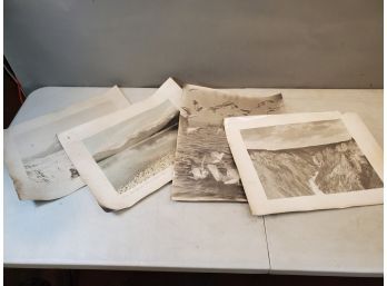 4 Large Antique Photograph Prints C.1935, 2 Pencil Signed W.W.F. Fairbanks, 19x15.5, 20x16