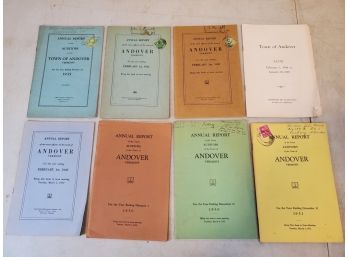 8 Antique Andover Vermont Town Annual Reports & Audits With Births Marriages & Deaths, 1935-1951, Genealogy