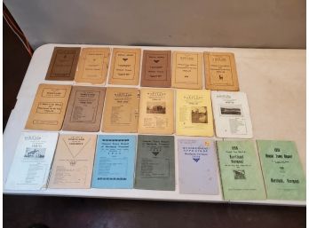 19 Antique Hartland Vermont Town Annual Reports & Audits With Births Marriages & Deaths, 1923-1952, Genealogy