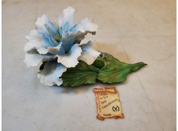 Vintage Dea Capodimonte Napoli Italy Porcelain Flower Figurine With Tag, Hand Made, 7' X 4' X 3.5'h