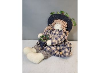 Delton 12' Cloth Doll With Blackberries In Basket And On Hat With Tags
