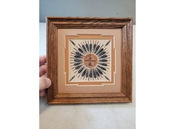 Authentic Navajo Sand Painting, Signed On Reverse, 7.5x7.5