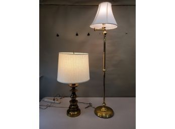 Vintage 33' Westwood Brass Table Lamp & 56' Brass Swing Arm Floor Lamp