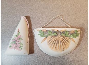2 Vintage Wildflowers By Cricket Wall Pocket Planter & Wall Bud Vase, Matte Ceramic Pottery, Manahawkin NJ
