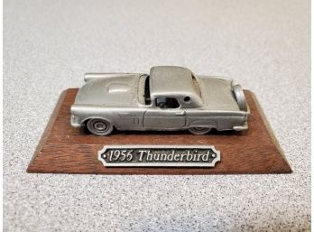 Rawcliffe Pewter 1956 Thunderbird T-Bird Pewter Car Figurine On Stand, 2'L Car, 3'l Stand, 1992 RC1230