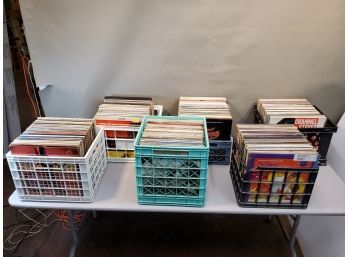 6 Crates Of Vintage 33 RPM LP Vinyl Record Albums, 441 Album Count In Lot*