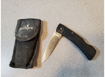 Schrade SP3 Plain Edge Lock Back Folding Pocket Knife With Nylon Sheath, 3' Blade, Black