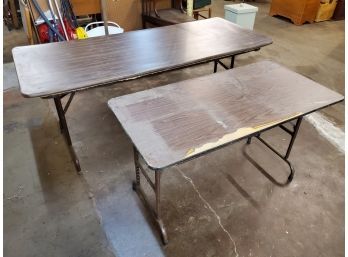 Lot Of 2 Folding Tables, 48' X 24' X Adjustable Up To 32'H, 72' X 30' X 29.5'h, Good For Yard Tag Garage Sales