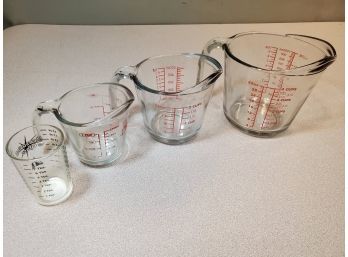 4 Piece Measuring Cup Set, 8 Tbs, 1 Cup, 2 Cup, 4 Cup, Anchor Hocking