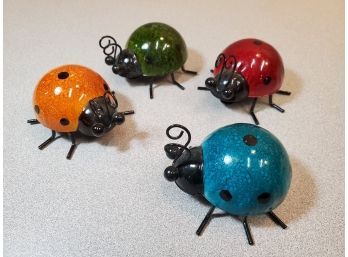 Set Of 4 Lady Bug Figurines, Wall Or Table Mount, 3.5' X 3.5' X 2'h Each