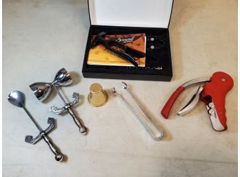 Lot Of High Quality Wine Openers & Mixed Drink Accessories, Medieval Knight Handles, Le Creuset Screwpull