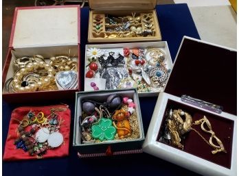 Lot Of Costume Jewelry In Boxes