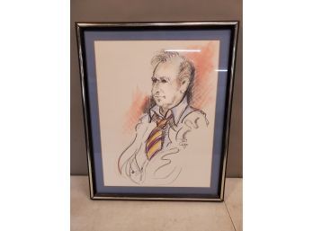 1977 Portrait Of A Man Pastel On Paper Signed Paul Calvo (1936-2012), Framed & Matted, 17.25' X 21.5'