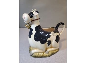 Vintage Park Designs Milk Cow Collection Ceramic Milk Pitcher With Bell, 10.5' X 6' X 9.5'h