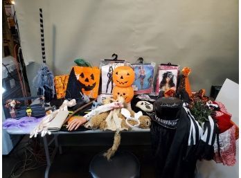 Large Lot Of Halloween Costumes, Witch, Ghost, Scream, Warlock, Fool, Little Red Riding Hood, Referee, Wig