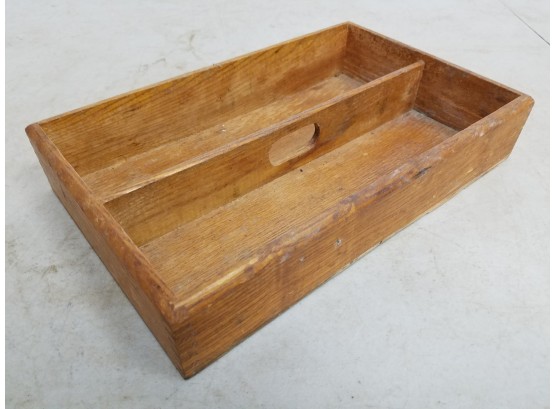Vintage Wooden Knife Cutlery Box, Oak With Box Joints, 12-1/4 X 7-3/4' X 2-14', Shop Signed