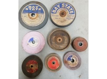 Lot Of 9 Grinding Wheels, 3-3/4' To 8-1/8' Diameter, 12' To 1' Thick, 12' To 1' Arbors