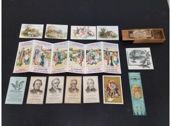 Lot Of Antique Vermont Victorian Trade Cards & Spectacles Box, : Ludlow Healdville Bellows Falls