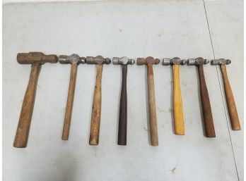 Set Of 8 Ball Peen Hammers, 1/2 Pound To 3 Pounds Range