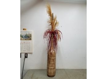 Ceramic Floor Vase With Colorful Dried Flower Arrangement, 5 Feet Tall, 9' Diameter Base