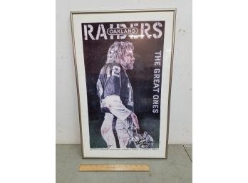 Signed Ken Stabler 'the Great Ones' Framed Lithograph Print, Quarterback Oakland Raiders, 16x25in