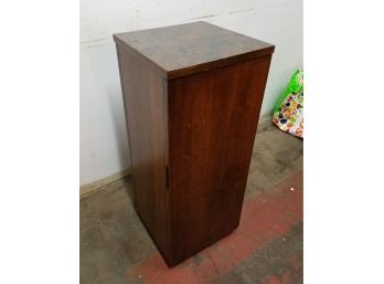 Mid-century Danish Modern Cabinet Lamp Plant Stand With Interior Shelves, 12.5' Square X 31' High