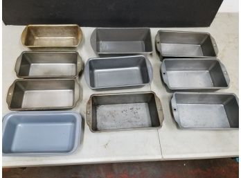 Lot Of 10 Metal Loaf Baking Pans Including Gourmetware, Mirro, Ekco, Fox Run