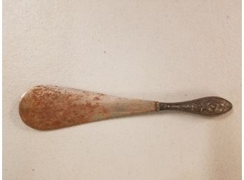 Antique Victorian Shoe Horn, Marked Sterling Handle