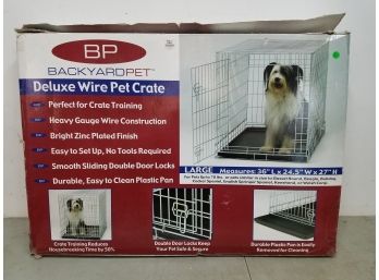 Deluxe Folding Wire Dog Crate, Large 36' Long X 24.5' Wide X 27 High, Double Lock Door, No Tray