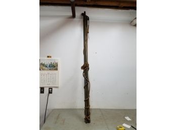 Vintage Wooden Tree Limb Trimmer, 3 Section With Old Rope, 18 Feet Long Overall