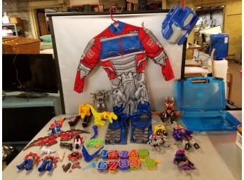 Lot Of Transformers Action Figures, Parts, Pieces & Costume