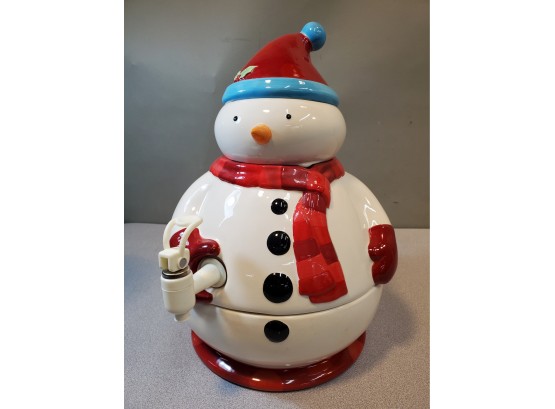 Russ Berrie Ceramic Snowman 14 Cup Drink Dispenser, Hot (Tea Lights) Or Cold, Top Storage, 15'h X 10.5'd