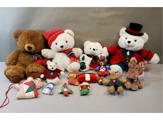 Lot Of Christmas Plush Stuffed Animals, Bears